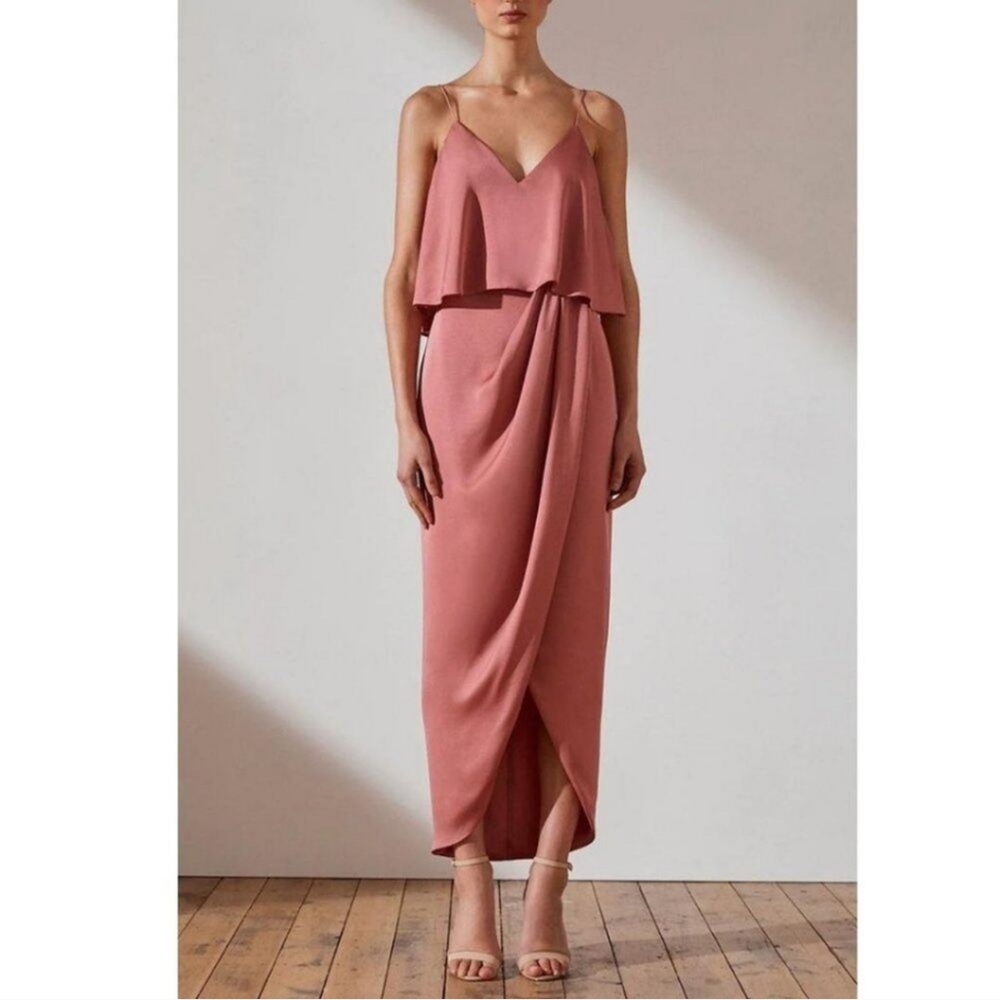Shena joy cocktail party pink rose luxe Frill tulip dress size 2